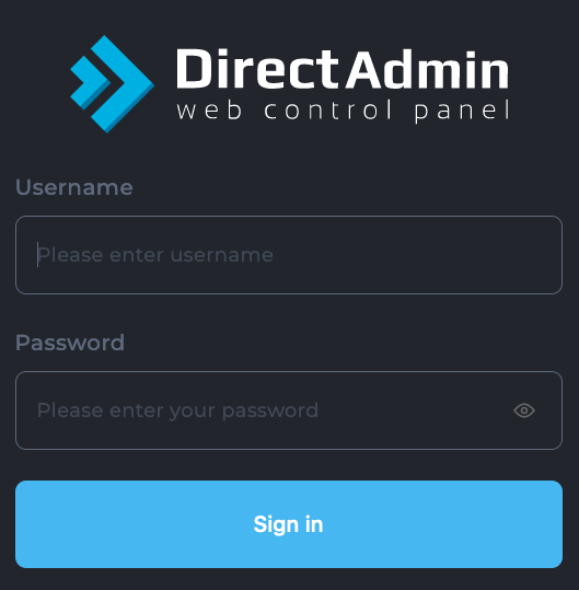 Screenshot: DirectAdmin Control Panel Login